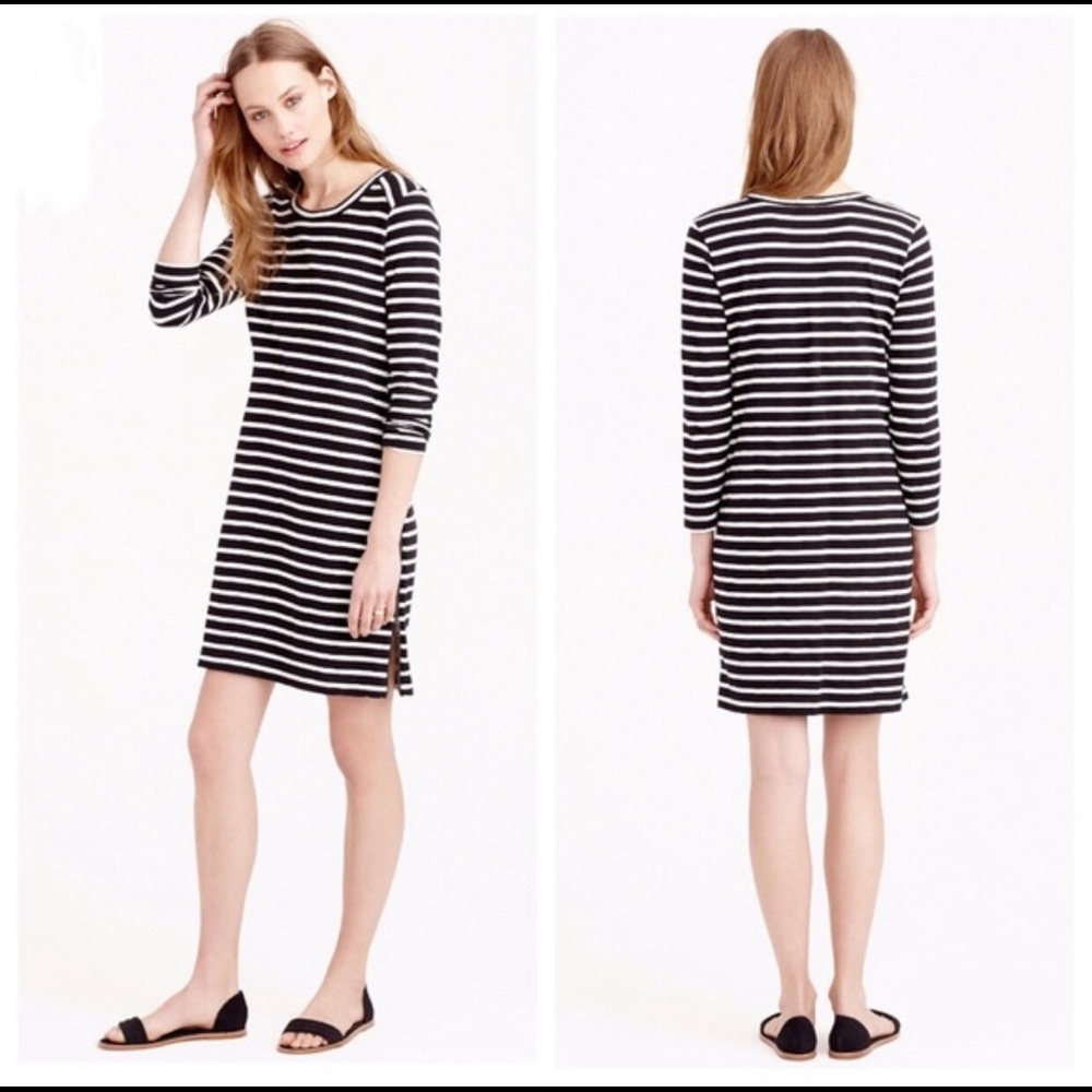 J. Crew black and white striped zipper dress
